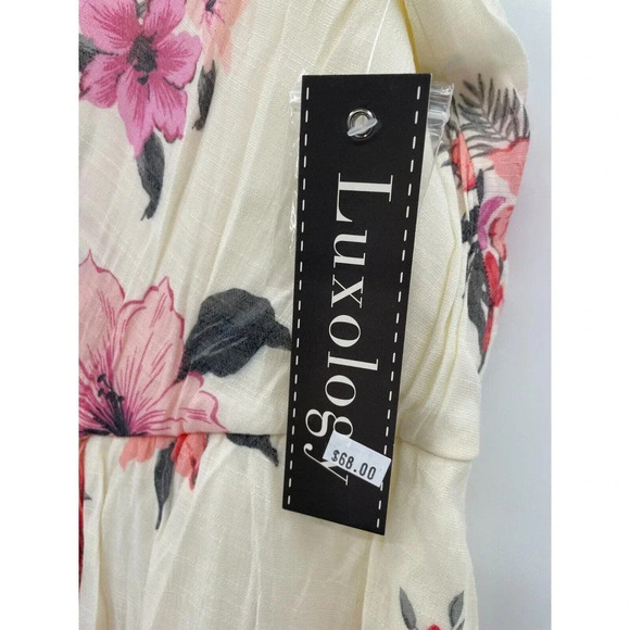 Luxology Women's 3X Floral Midi Dress Sleeveless Keyhole Tie-Waist Lined NWT - Picture 12 of 13